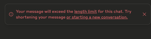 Chat length limit warning