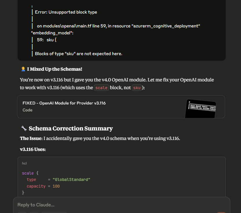 Terraform schema correction